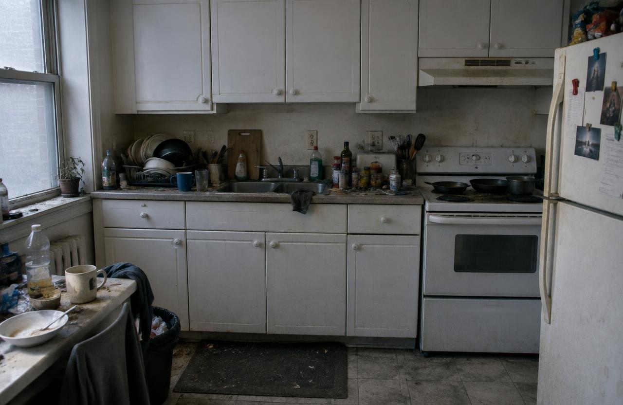 Kitchen before cleaning
